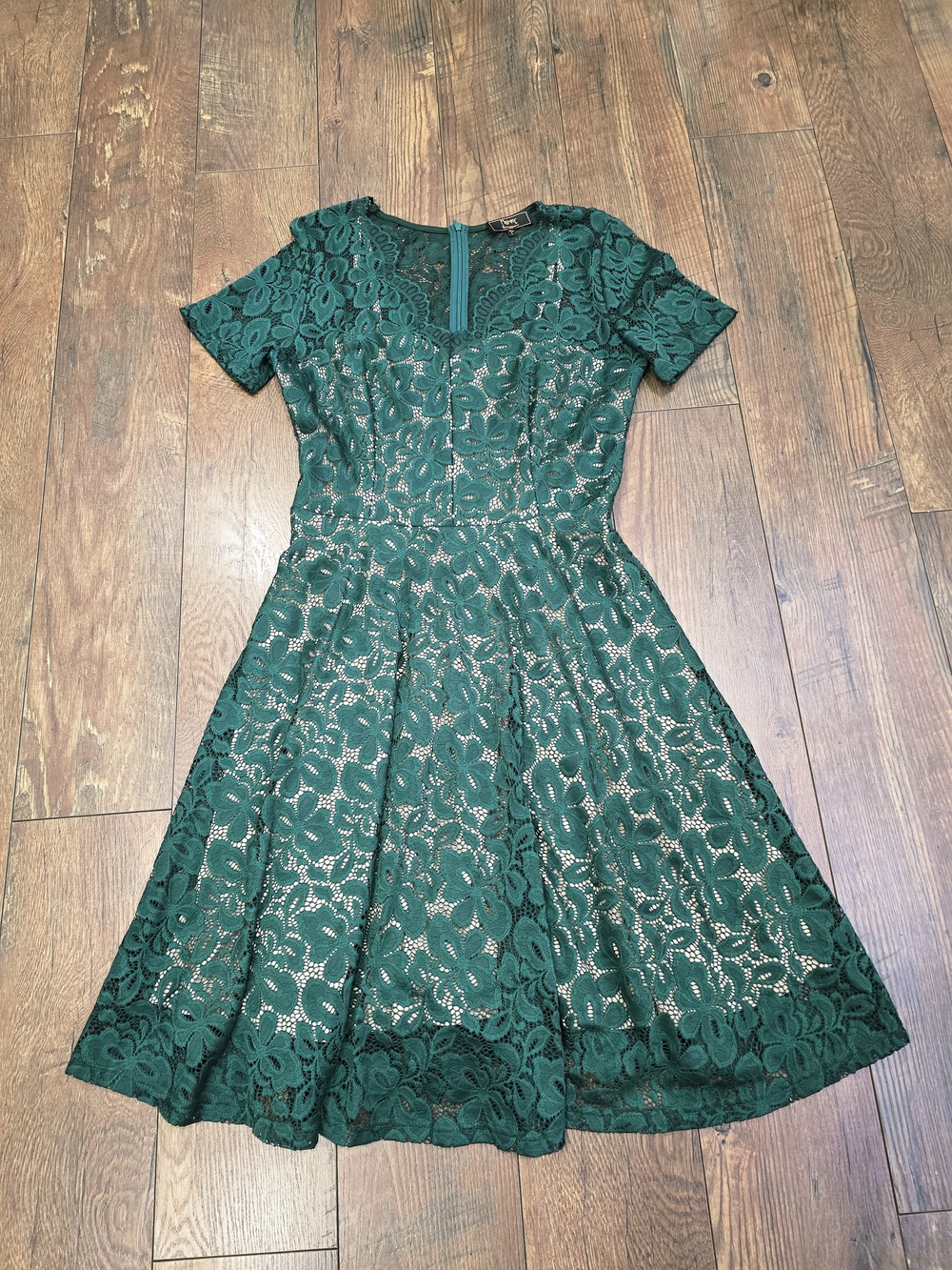 Lace Fit & Flare Dress - Emerald Green